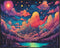 Posterizer 1 pcs- psychedelic funky hippie colorful landscape 3-Abstract & Modern Art-Fantasy & Fiction Art- Living Room Bedroom Decor- unframed w...