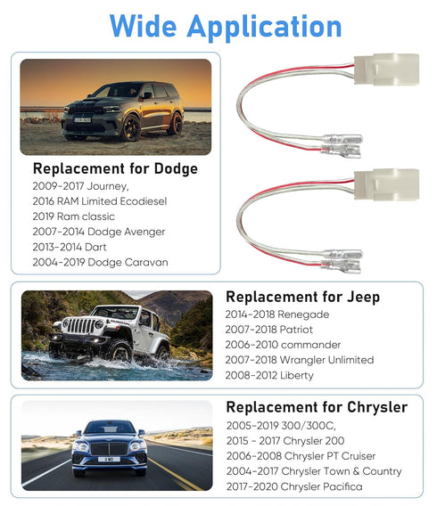 Car Front Rear Door Speaker Wiring Harness Connector Plug Replacement for 2002-2020 Jeep Wrangler JK, Chrysler,Dodge Vehicles,Install Aftermarket ...