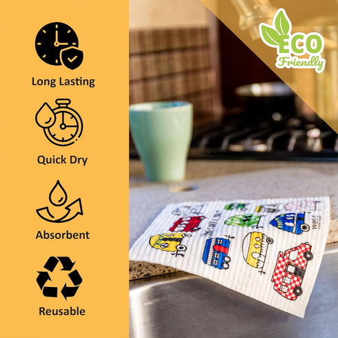 Swedish Dishcloth Set (RV Camper) – Super Absorbent, Reusable Kitchen Towels for RVs, Cleaning and Drying – Ideal for Camping, Travel, and Everyda...