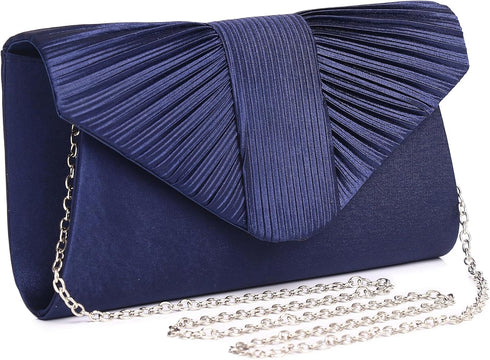Labair Womens Evening Bag Pleated Satin Clutch Wedding Dressy Formal Handbag Crossbody Shoulder Bag...