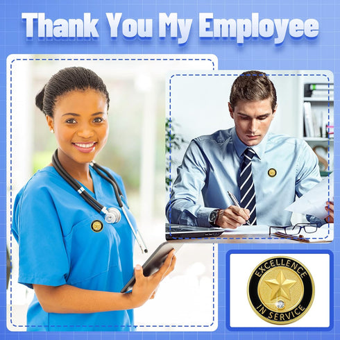 24 Pcs Employee of The Month Lapel Pin 3/4 Inch Employee Enamel Pins Excellence in Service Employee Appreciation Pins for Award Employees Staff Te...