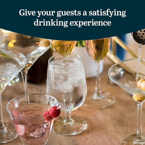 Libbey Entertaining Essentials Stemmed Water Glasses, Clear Multi Purpose Water Goblet Set of 6, Dishwasher Safe 16 oz Goblet Glasses for Parties...