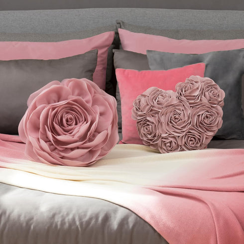 JWH Stereo Flower Throw Pillow Covers Aesthetic Decorative Floral Accent Pillow Cases Round Cushion Handmade Pillowcase for Bedroom Bed Couch Chai...