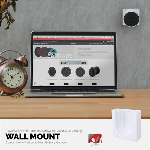 Wall Mount for Google Nest Battery Security Camera Holder - Adhesive & Screw-in, No Hassle Installation, Easy Slot-in Design (White) by Brainwavz...