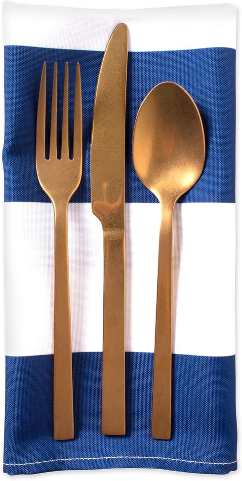 DII Cabana Stripe Outdoor Tabletop Collection, Water Resistant, Napkin (Set of 6), Nautical Blue...