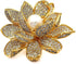 Sparkling Gold Tone Imitated White Pearl Zircon Lotus Flower Brooch Pin Ladies Jewelry...