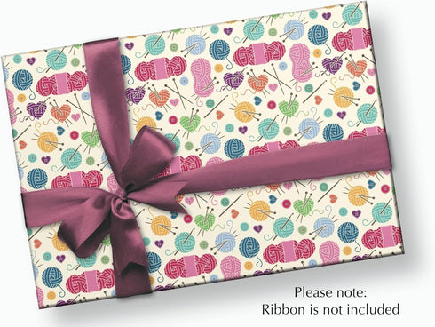 Stesha Party Yarn Lover Gift Wrap - Fiber Arts Sewing - Folded Flat 30 x 20 Inch (3 Sheets)......