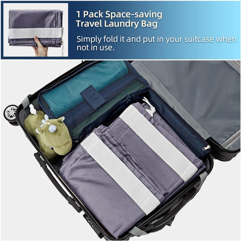 NICOGENA 2 Pack Laundry Bag with Shoulder Strap, Sturdy Drawstring Rips and Tears Resistant Nylon Fabric, Collapsible Large Clothes Storage for Co...