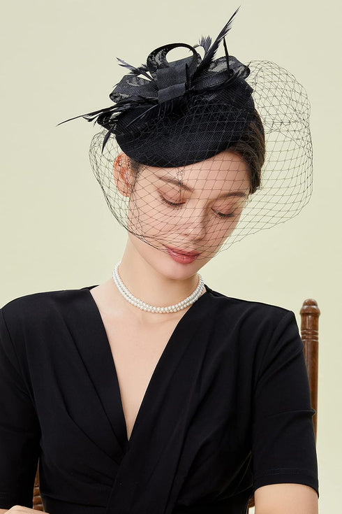 BABEYOND Fascinators Hat Veil Feather Hair Clip Tea Party Kentucky Pillbox Derby Bridal for Wedding...