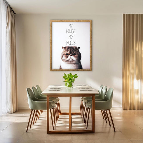 Posterizer 1 pcs-My House My Rules-Funny Art for cat lovers-Comedy Art-Art for Animal Lovers-Decor for Home & Office- UNFRAMED Wall Art...