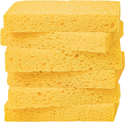 Cellulose Sponges,Heavy Duty Scrub Kitchen Sponge,Clean Tough Messes Without Scratching Sponges Kitchen,Pop Up Eco Sponges DIY Orange (6 Pack)...