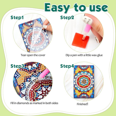 Patelai 4 Pcs Diamond Mandala Flower Notebook Kits 3 x 5 In DIY Mandala Cover Notebook Crystal Mandala Journal Notebook Sketchbook Notepad for Men...