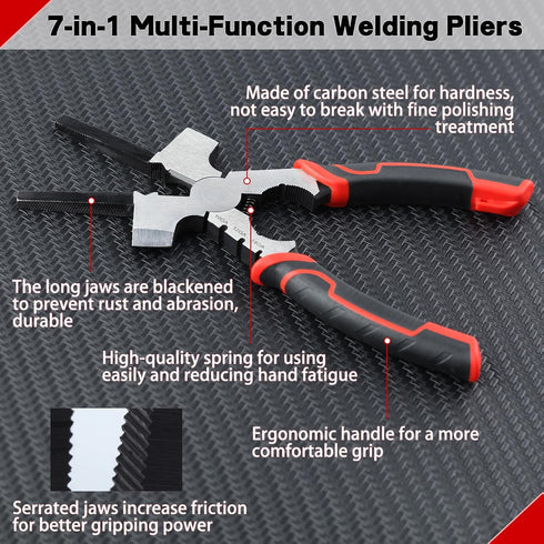SPEEDWOX MIG Welding Pliers With Measurement Holes 7 In 1 Multi-Function Welding Pliers Mig Welder Welding Tools Slag Hammer Welding Accessories A...