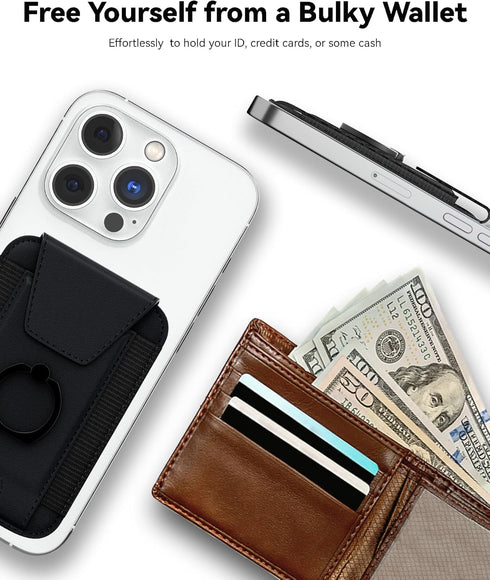 3-in-1 Magnetic Wallet with Phone Ring Stand, Compatible with Mag-Safe Wallet, Magnetic Privacy Flap, Phone Wallet with Phone Ring for iPhone 15/1...