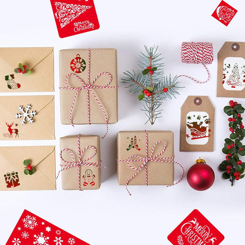 38 Pieces Christmas Stencils Template Christmas Painting Stencils Reusable Christmas Snowflake Stencil for Art Drawing Spraying Window Glass Door ...