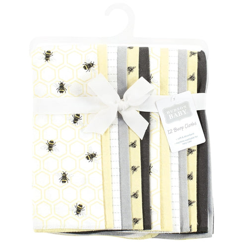 Hudson Baby Unisex Baby Flannel Burp Cloth 12pk, Honey Bee, One Size...