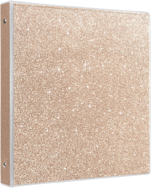 3 Ring Binders 1 Inch Sparkly Binder 1 Inch to Hold 300 Sheets, Fashion Binder Back to School Supplies, Rose Gold...