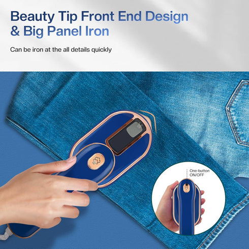 Mini Steam Iron, Travel Steamer for Clothes Portable Mini Iron, Portable Steamer for Dry and Wet Ironing, 970W Handheld Steamer 180° Rotatable Gar...