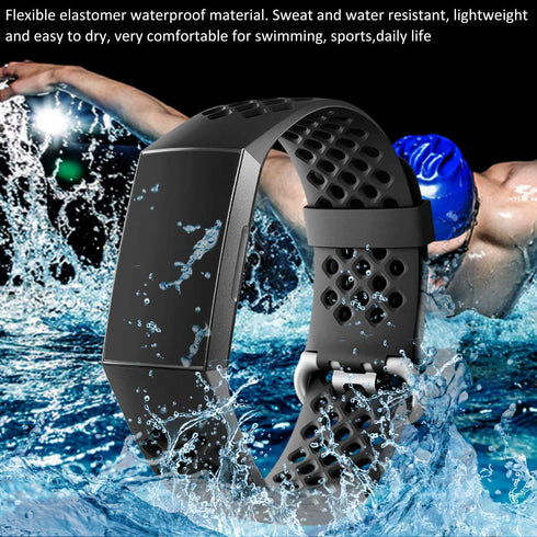 Wepro Bands Replacement Compatible Fitbit Charge 3 for Women Men Large, Waterproof Breathable Holes Watch Sport Strap Accessories for Fitbit Charg...