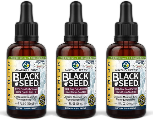 Amazing Herbs Premium Black Seed Oil - Gluten Free, Non GMO, Cold Pressed Nigella Sativa Aids in Digestive Health, Immune Support, Brain Function ...
