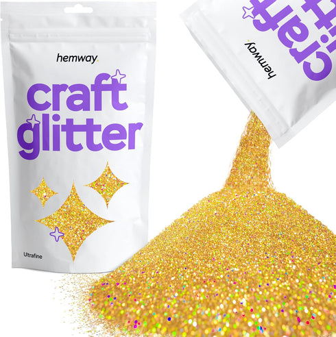 Hemway Craft Glitter - Gold Holographic | 100g Ultrafine Metallic Sequin Flakes for Resin & Epoxy Crafts | Supplies for Tumblers, Cards, Jewellery...