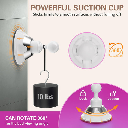 Venigo Upgraded 10x Makeup Mirror with Touch Control, Powerful Locking Suction Cup, and 360 Degree Rotating,Magnifying Mirror with lights for Home...