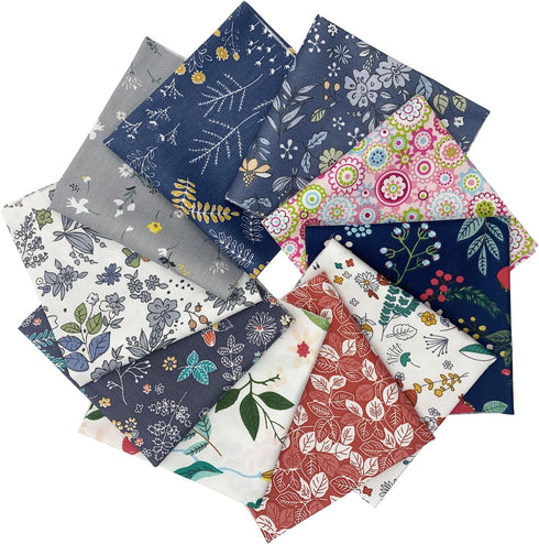 10Pcs Cotton Fabric Squares Bundles 25 x 25 cm Floral Patterns Printed Fabric Patchwork Craft Cloths for Sewing Quilting DIY Needlework Decoration...