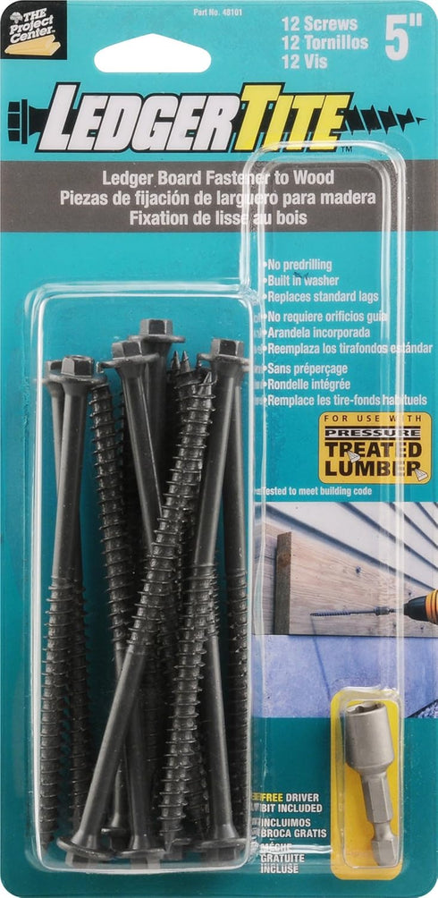 48101 LedgerTite Ledger Board Fastener to Wood, 5-Inch, 12-Pack...
