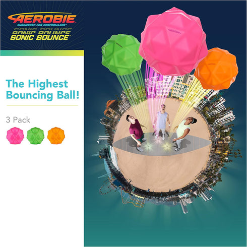 Aerobie Sonic Bounce Ball, Spiky Bouncy Balls for Kids & Kids Toys, Outdoor Games & Birthday Party Favors for Kids & Teens Aged 8 & Up, 3-Pack...