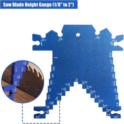 4-in-1 Woodworking Measuring Gauge Aluminum Table Saw Height Gauge Woodworking Measuring Tools Step Depth Gauge for Router Bit,Table Saw, Chisel a...