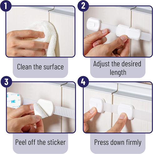 Bates- Child Safety Strap Locks, 6 Pack, Child Proof Cabinet Latches, Child Safety Cabinet Locks, Drawer Locks Baby Proofing, Baby Cabinet Safety ...