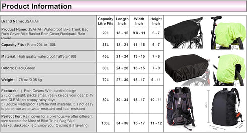 35L Bicycle Rear Rack Rain Cover Bike Trunk Rain Cover Black...
