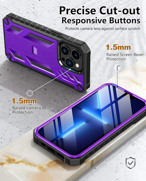 SOiOS for iPhone 13-Pro Phone Case: Military Grade Drop Proof Protection Mobile Cover with Kickstand | Matte Textured Rugged Shockproof TPU | Prot...