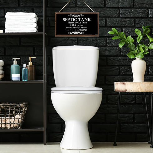 Bathroom Quote Wood Sign-Septic Tank Sign Hanging Signs 10 X 5 Inch, Toilet Rule Wooden Plaque Hanging Wall Art, Septic Tank Toilet Notes Hanging ...