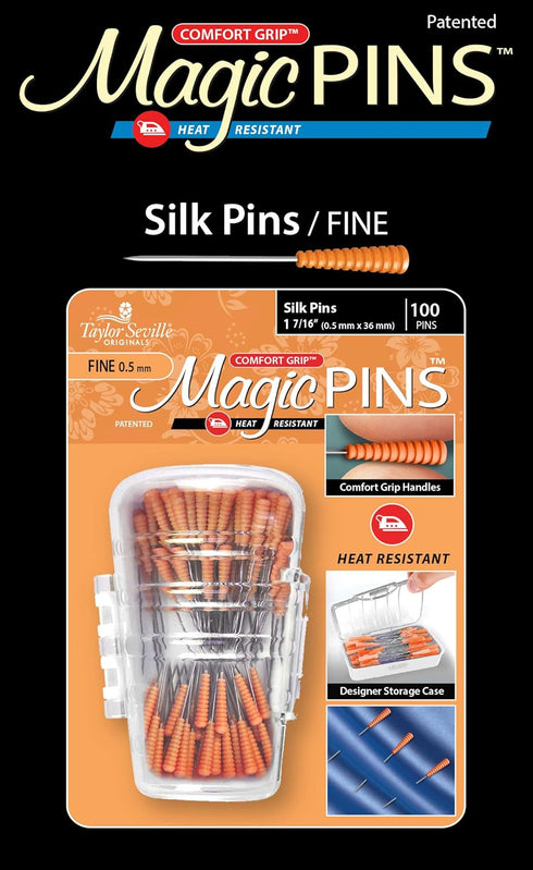 Taylor Seville Originals Comfort Grip Silk Fine Magic Pins-Sewing and Quilting Supplies and Notions-Sewing Notions-100 Count...
