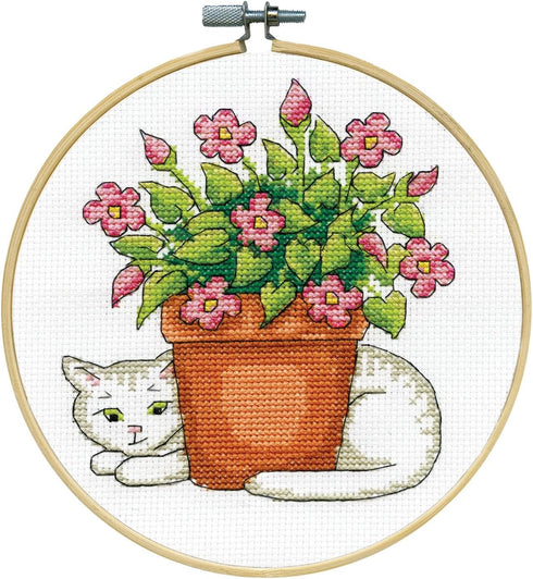Design Works Crafts Inc. Floral Cat Counted Cross Stitch Kit with Hoop, Multi...