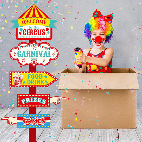 20 Pieces Circus Carnival Party Direction Signs Decor Circus Welcome Signs for Birthday Showman Themes Party Decoration Accessories...