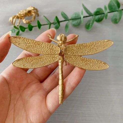 Gold Dragonfly Sculpture Solid Metal Insect Ornament Mini Insect Figurine for Home Office Garden Desktop Decor (Dragonfly)...