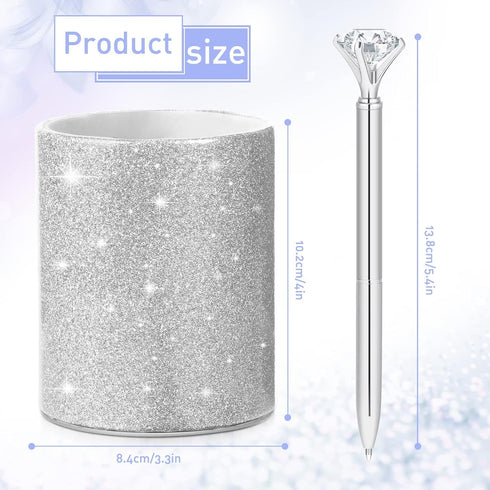 Pen Holder with 6 Pcs Bling Diamond Pens, Pencil Cups for Desk Glitter Bling Desk Organizer Makeup Brush Holder for Women Girls Classroom Offices ...