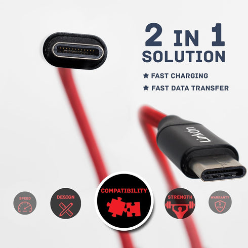 LinkOn USB Type-C Data Sync 60W 20V 3A Quick Charging Cable 2-Pack 3.3ft-5Gbit and 6.6ft-480Mbit Set Power Delivery Compatible with Nintendo Switc...