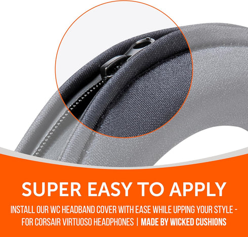 WC BandZ Virtuoso - Protective Headband Cover for Corsair Virtuoso Gaming Headsets - Machine Washable, No More Flaking Leather - Compatible with V...