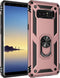 Military Grade Drop Impact Case for Samsung Galaxy Note 8, 360 Metal Rotating Ring Kickstand, Magnetic Car Mount, Armor Shockproof, Rose Gold...