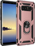 Military Grade Drop Impact Case for Samsung Galaxy Note 8, 360 Metal Rotating Ring Kickstand, Magnetic Car Mount, Armor Shockproof, Rose Gold...