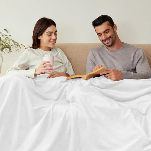 Exclusivo Mezcla Fleece Throw Blanket for Couch, Sofa, 300GSM Super Soft and Warm Blankets, Pure White Throw All Season Use, Cozy, Plush, Lightwei...
