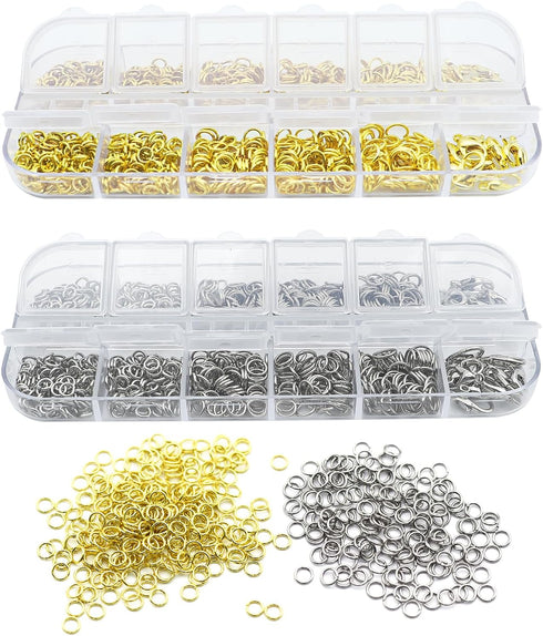 1720pcs Jump Rings for Jewelry Making Kit with Jump Rings and Lobster Clasps?Gold & Silver Open Jump Rings for Necklace and Jewelry Repair?Jewelry...