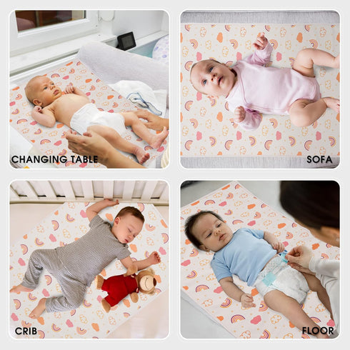 Vegan Leather Baby Changing Mat - Wipeable Portable Changing Pad, Foldable Travel Changing Mat for Baby, Newborns (Rainbow,20"*28")...