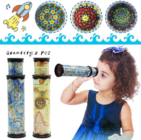 2 Pack Classic Kaleidoscope Toy,Magic Rotating Kaleidoscope,Stretchable Long World Kaleidoscope,Educational Toy Kaleidoscope for Children Gifts...