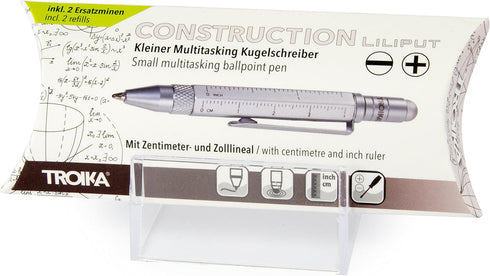 Troika CONSTRUCTION LILIPUT – PIP25/SI – Multitasking ballpoint pen (small) – Tool Pen– centimetre and inch ruler – slotted and Phillips screwdriv...