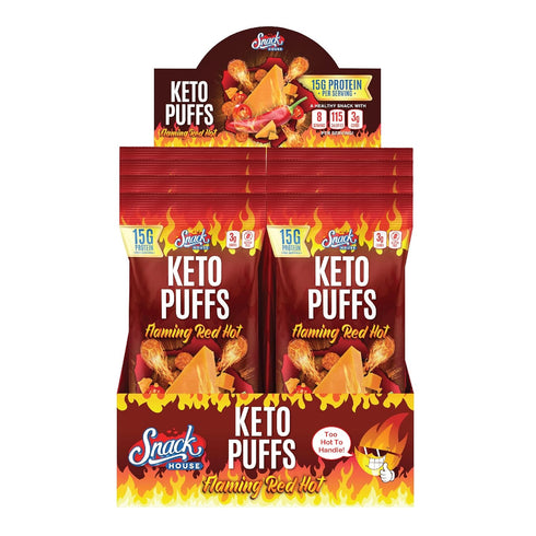 Flamin Hot High Protein Puffs, Healthy Snack Food for Adults & Kids, Low Carb Diet & Keto Friendly Snack, Cheese Puffs–Gluten & Grain Free – 8-Pac...