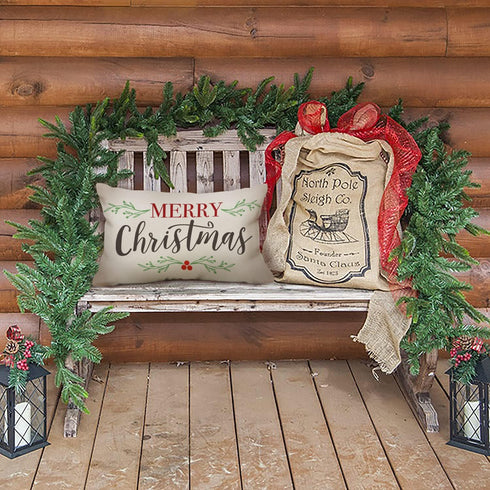 DFXSZ Merry Christmas Pillow Covers Holly Berries Lumbar Pillow Covers Outdoor Pillowcase 12x20 Inch for Home Decoration...